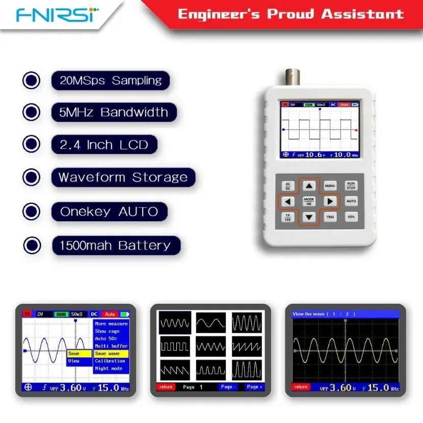 Fnirsi Digital Oscilloscope Handheld - 1 unité d’oscilloscope numérique portable miniature